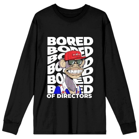 Bored Of Directors Bored Typography Crew Neck Long Sleeve Women's Black  Tee-XL