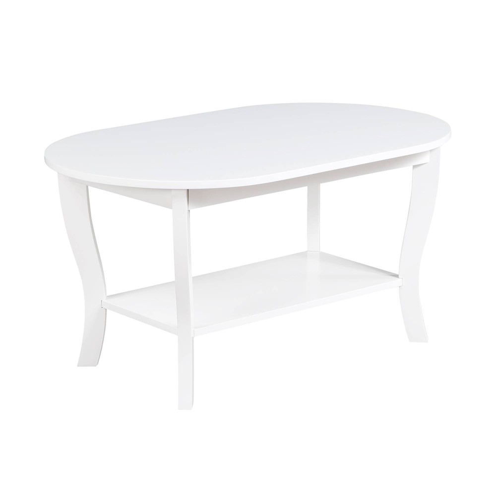 Breighton Home American Heritage Oval Coffee Table with Shelf in White
