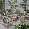 Christopher Knight Home Augusta Outdoor Acacia Wood and Wicker 6 Seater Chat Set with Fire Pit - 2 of 4