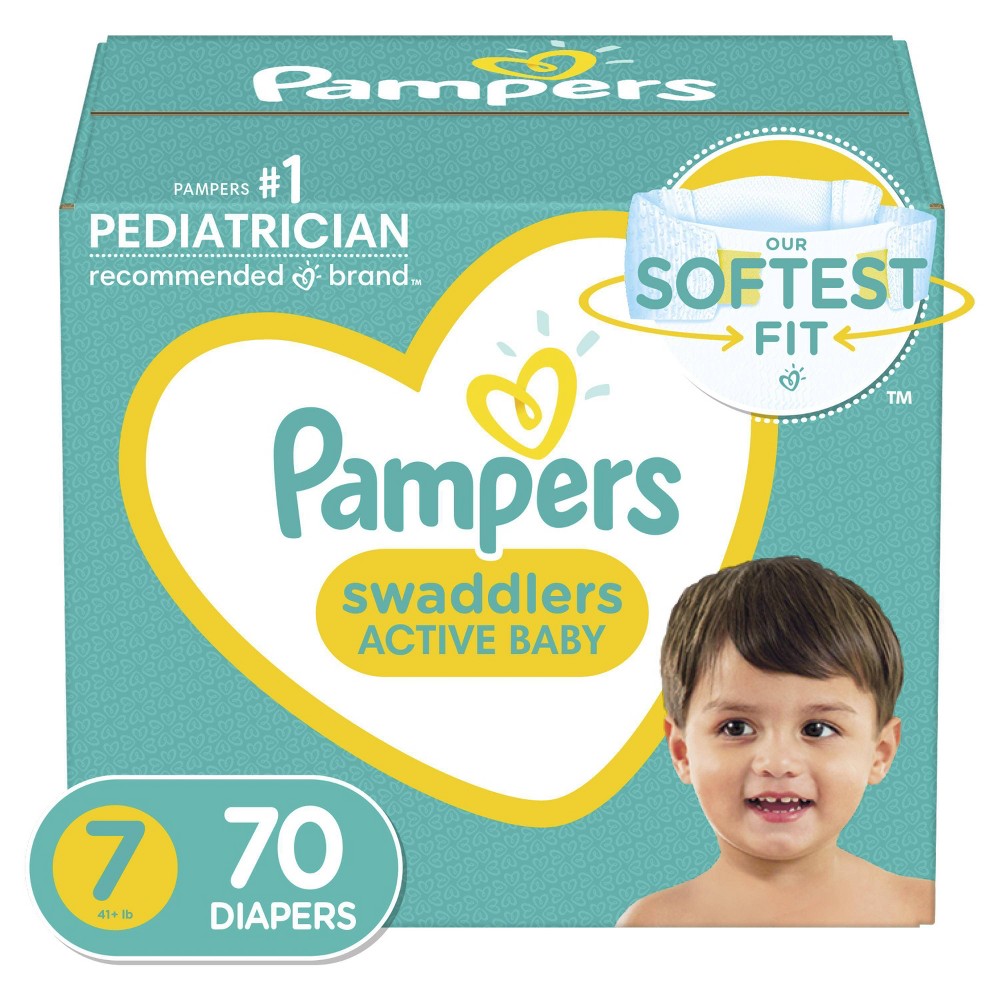 Pampers Swaddlers Soft and Absorbent Diapers, Size 7, 70 Ct