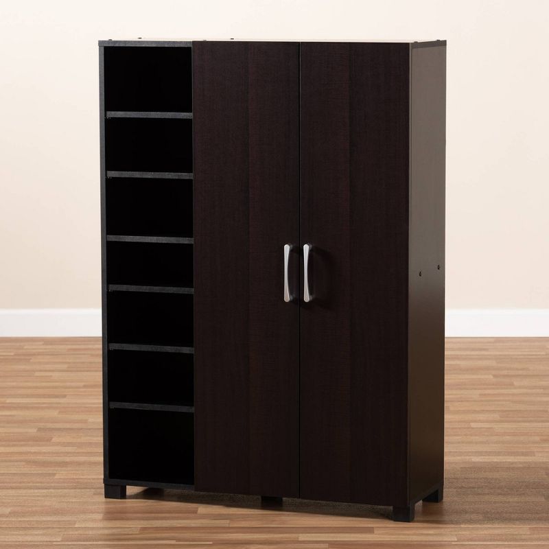 Marine Finished 2 Door Wood Entryway Shoe Storage Cabinet with Open Shelves Brown - Baxton Studio, 5 of 12