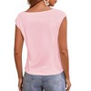 Imily Bela Womens Cap Sleeve Scoop Neck Casual Solid Color Basic T Shirt Blouses Tank Tops - 4 of 4