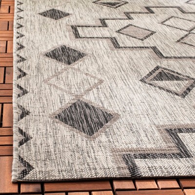 Gray and Black Geometric Indoor/Outdoor Area Rug