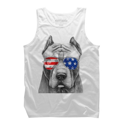 Men's Design By Humans American Pitbull With Sunglasses By Tank Top