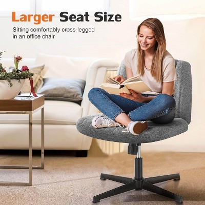 Armless Office Task Chair, Cross Legged Chair, Pipersong Meditation Chair, Armless Swivel Home Office Chair, Adjustable Wide Seat Chair-The Pop Home