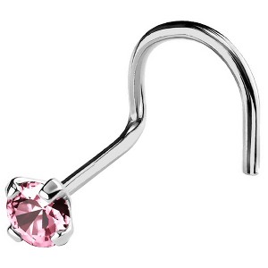 Jewelry Avalanche 22G 14K Gold Nose Screw Nose Stud with Pink Tourmaline Gemstone - 1 of 2
