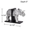 Dahlia Studios Hand Painted Silver Elephant Book-Ends 9 1/4" High - 4 of 4