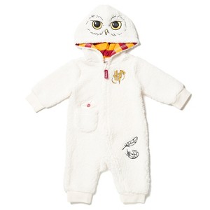 Harry Potter Hedwig Owl Baby Zip Up Costume Coverall Newborn to Infant - 1 of 4