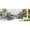 SKRAN Modern 3-Piece Outdoor Seating Set with Beige Cushioned PE Rattan Rocking Chairs and Wooden Accent Table for Patio or Balcony,Gray - 2 of 4