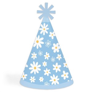 Big Dot of Happiness Blue Daisy Flowers - Cone Happy Birthday Party Hats for Kids and Adults - Set of 8 (Standard Size) - 1 of 4
