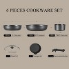LunaLulinlk Nonstick Detachable Pots and Pans Set, 6 Pieces Induction Cookware Set, Oven/Dishwasher Safe, Easy for Storage, Black - 2 of 4