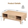 Sapphtopaz Modern Coffee Table with Rattan Drawer & Storage Space Rectangle Wood Living Room End Table with Wood Leg Coffee Bar for Living Room - 3 of 4