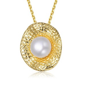 Guili Sterling Silver 14K Gold Plated Pendant Necklace featuring Genuine Freshwater Pearl for an elegant, gracefully refined touch. - 1 of 3