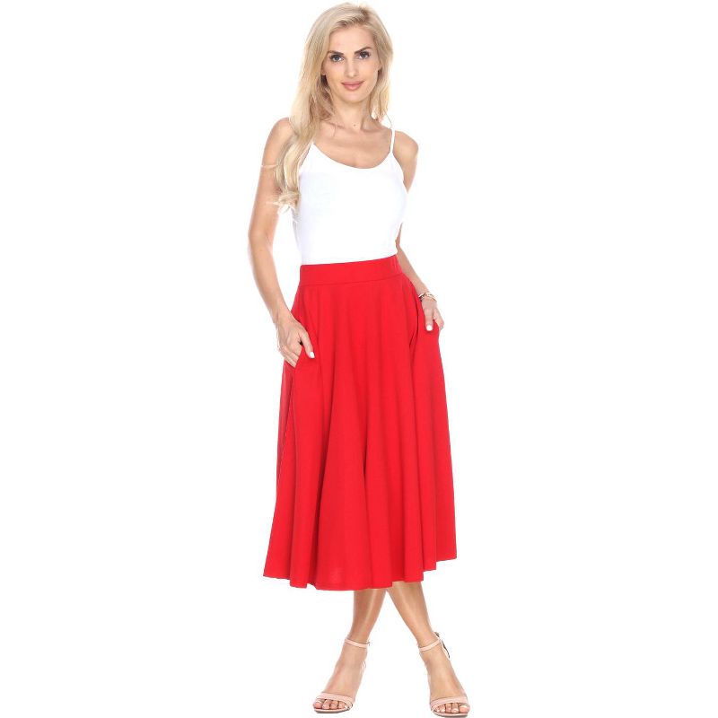 Women's Flared Midi Skirt with pockets - White Mark, 1 of 4
