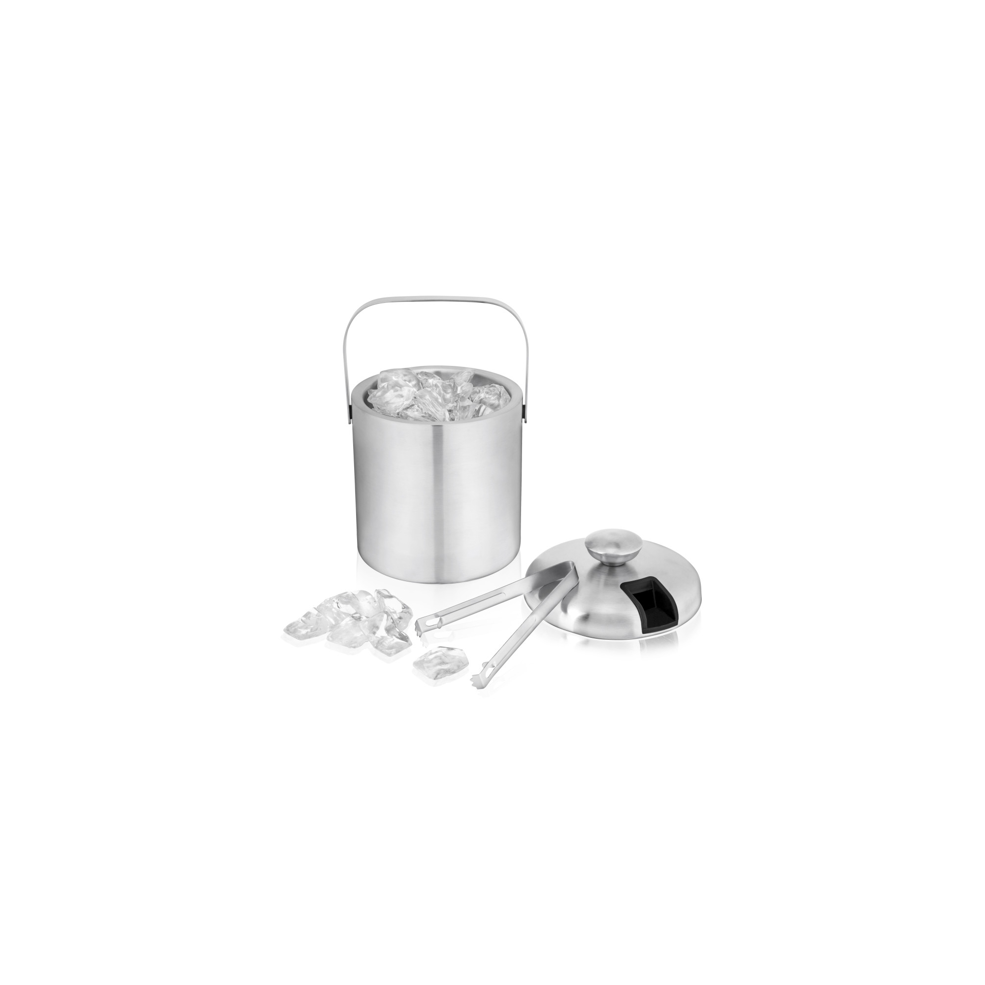 True Stainless Steel Ice Bucket with Lid & Tongs, 1.3L Double Walled Small Ice Tub for Outdoor Drinks, Birthday Party, Picnic, Housewarming Gifts
