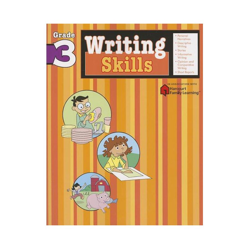 Writing Skills: Grade 3 (Flash Kids Harcourt Family Learning) - (Paperback), 1 of 2