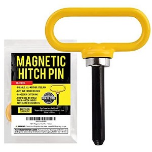 Mission Automotive Yellow Magnetic Hitch Pin - Lawn Mower Trailer Hitch Pins - Ultra Strong Neodymium Magnet Trailer Gate Pin - 1 of 4