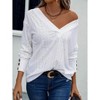 Women Dressy Casual Tops V Neck Long Sleeve Buttons Hollow Out Lace Embroidered Blouses Shirts Elegant Boho Top - 4 of 4