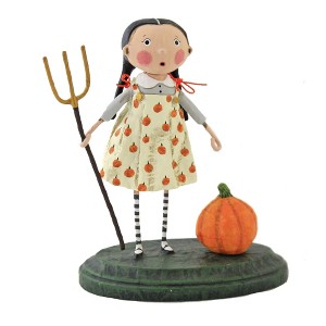 Lori Mitchell 6.5 Inch Pru The Pumpkin Farmer Fall Halloween Thandsgiving Figurines - 1 of 3