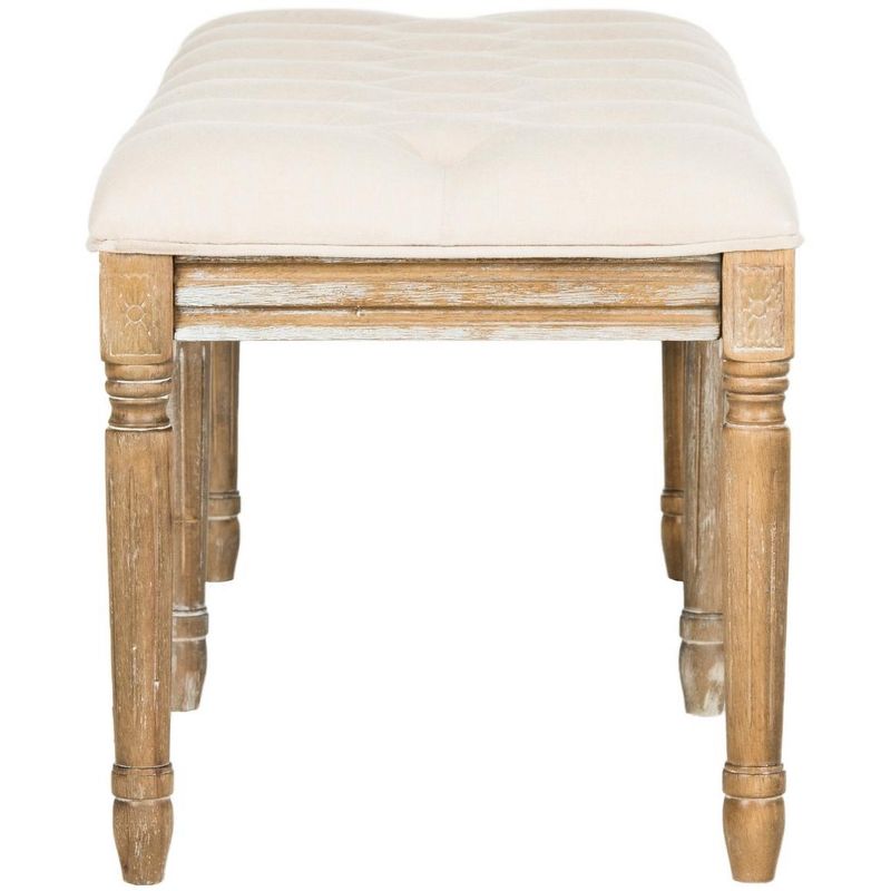 Rocha 19''H French Brasserie Tufted Traditional Rustic Wood Bench  - Safavieh, 5 of 9