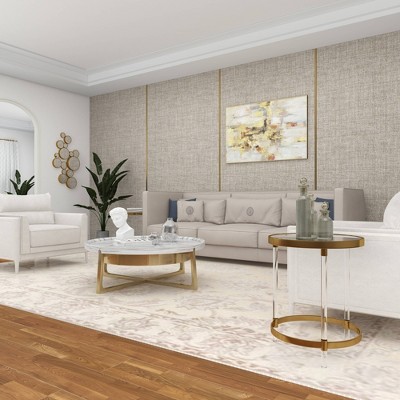 Elegant Gold Round Acrylic Accent Table with Mirrored Top