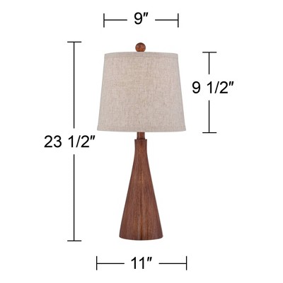 Fraiser 23.5" Brown Faux Wood Mid-Century Modern Table Lamps Set