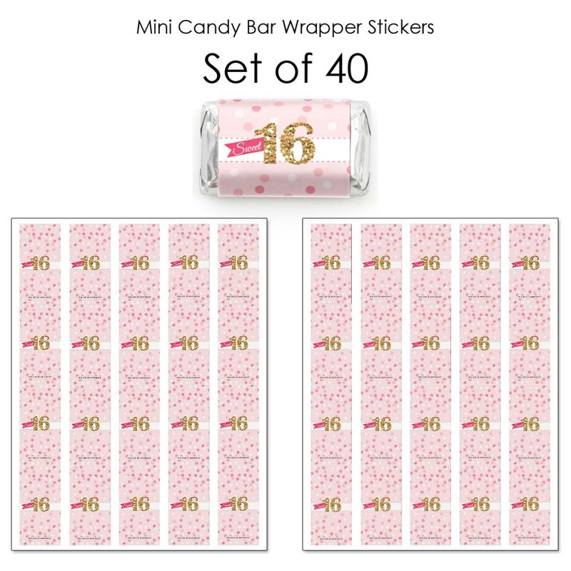 Big Dot of Happiness Sweet 16 - Mini Candy Bar Wrapper Stickers - 16th Birthday Party Small Favors - 40 Count, 3 of 7