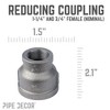 Pipe Decor 1 1/4 in. x 3/4 in. Black Reducing Coupling - 3 of 4