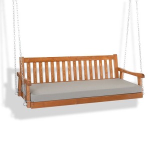Karl Home 6.3 FT Solid Wood Porch Swing with Cushion - 1 of 4