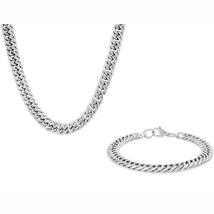 Steeltime 24" and 8.5" Men's stainless steel round link chain set - 1 of 4
