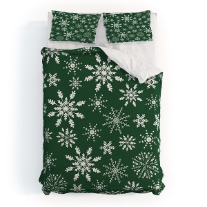 Iveta Abolina Silent Night Green Duvet Cover + Pillow Sham(s) - Deny Designs - 1 of 4