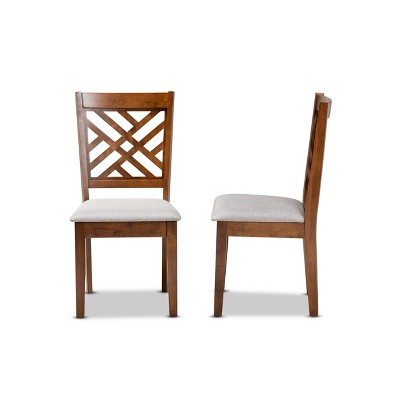 Caron Contemporary Grey Fabric and Walnut Wood Dining Chair Set