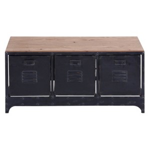 Wood Storage Bench 3 Drawers Black - Olivia & May: Entryway, Industrial Style, No Assembly Required - 1 of 4