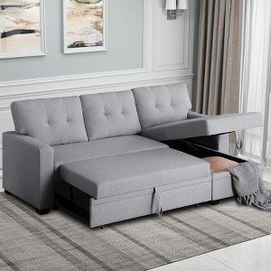 TiramisuBest 82" Oversized Upholstered Sofa Bed with Pull-Out Couch Bed & Adjustable, 3-Seater Convertible Sleeper Sofa for Apartment–Dark Gray - 1 of 4
