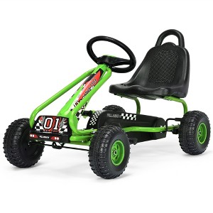 Costway Kids Pedal Go Kart 4 Wheel Ride On Toys w/ Adjustable Seat & Handbrake - 1 of 4