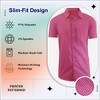 Galaxy By Harvic Men's Slim Fit  Short Sleeve Stretch Printed Dress Shirts - 3 of 4
