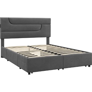 Yaheetech Upholstered Bed Frame with Storage - 1 of 4