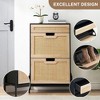 GustoWave 2 Flip Drawers Shoe Storage Cabinet with 1 Drawer, Rattan Shoe Organizer with Metal Legs, Freestanding Narrow Shoe Rack Cabinet - 3 of 4