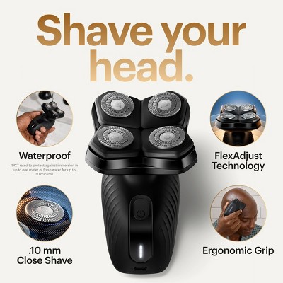 Manscaped Dome Shaver Plus Essentials Kit: Battery Powered, Rotary Electric, 1 Speed, Head Application