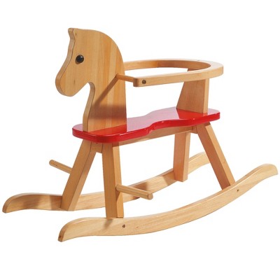 Roba: Solid Wooden Rocking Horse, Neutral & Red
