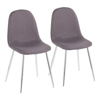 Set of 2 Pebble Contemporary Dining Chairs Chrome/Charcoal - LumiSource