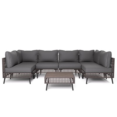 LAUSAINT HOME 7-Piece Wicker Patio Furniture Set Gray