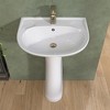 20 in. W x 17 in. D Vitreous China U-Shaped Vessel Sink with Single Faucet Hole Pedestal Combo Bathroom Sink in White - 4 of 4