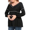 Womens Maternity Blouse V Neck Long Sleeve Waffle Knit Blouse - 3 of 4