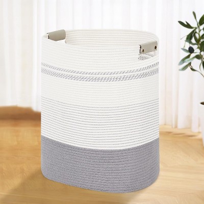 Laundry Hamper - 85L Large Laundry Basket with Leather Handles, Decorative Storage Basket for Blankets
