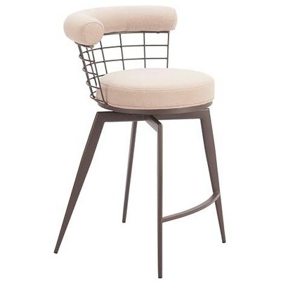 Zuo Saku Swivel Counter Stool Beige & Brown