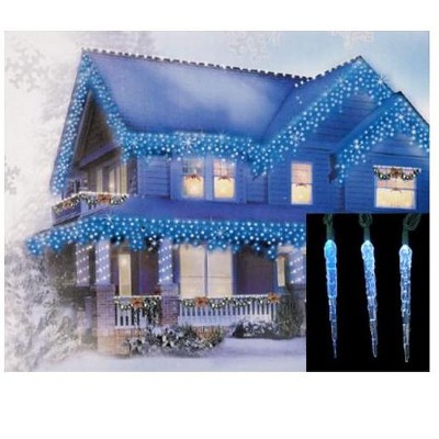 J. Hofert Co 10ct Color Changing LED Icicle Christmas String Lights Green Wire - Blue/White