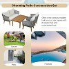 4-Piece Patio Conversation Set, Solid Wood Loveseat, 2 Chairs and Table, Outdoor Conversation Group with Cushions - 4 of 4