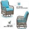 3 Piece Outdoor Patio Set, Wicker Rocking Bistro Set with 2 Swivel Chairs & Tempered Glass Top Table - 3 of 4