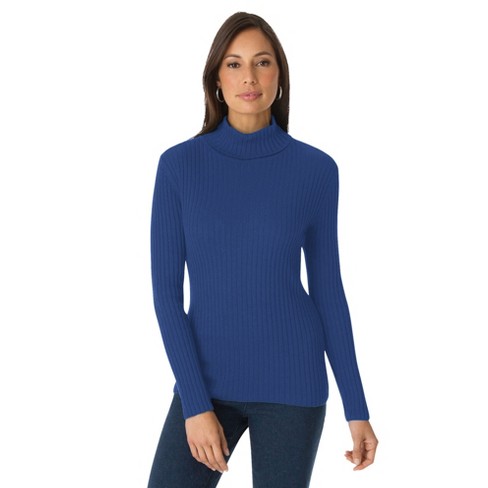 Jessica London Women’s Plus Size Ribbed Cotton Turtleneck Sweater, 18/ ...